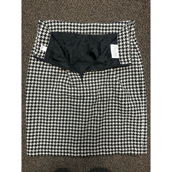 Vintage A LINE Anne Klein Black and White Pattern Skirt Size 6 - Picture 2 of 5